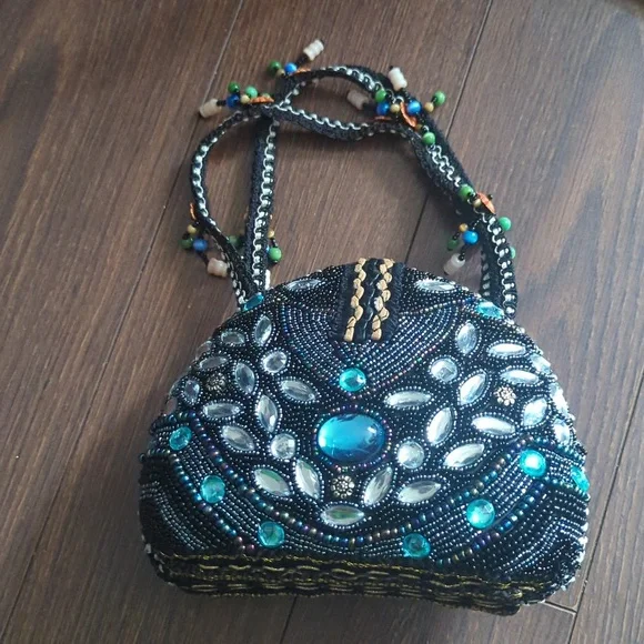Handmade Beaded & Rhinestone Handbag - Picture 3 of 12